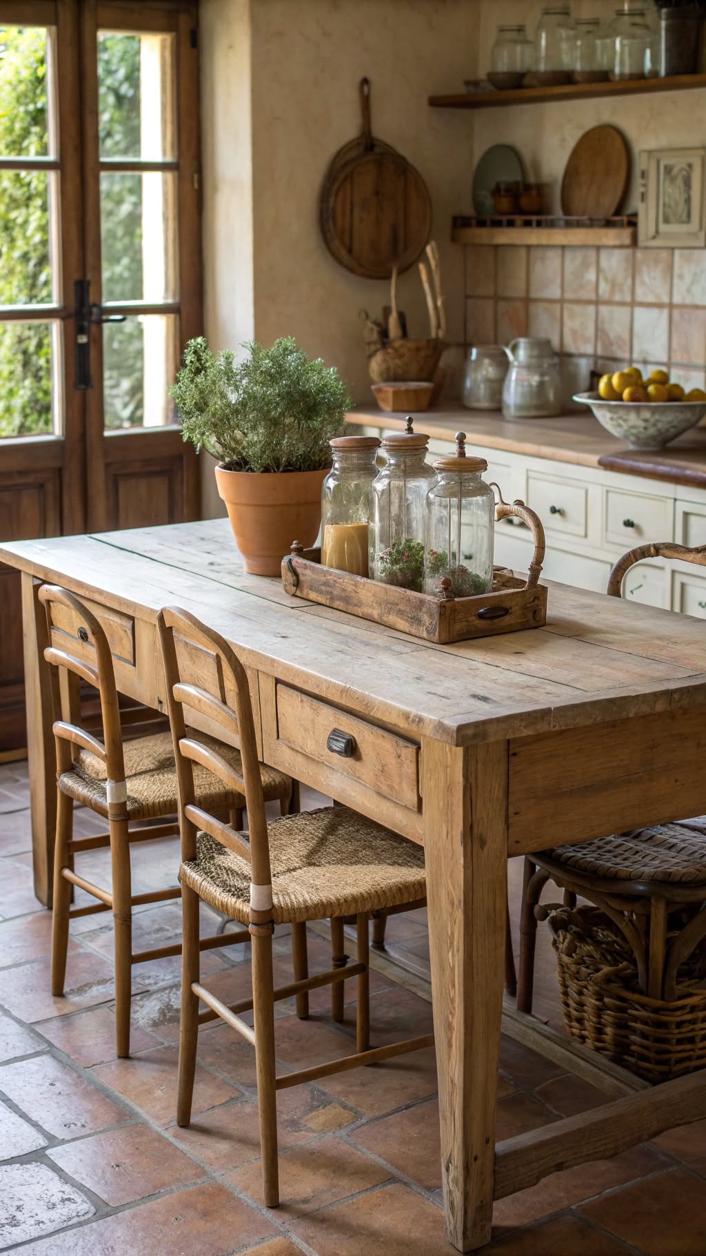 18. Rustic Table with Built-In Storage