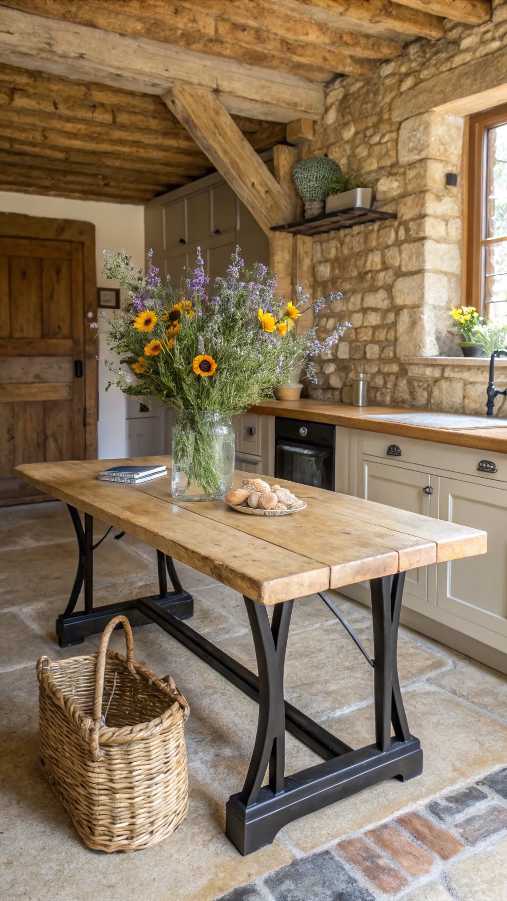 19. Reclaimed Wood with Metal Legs