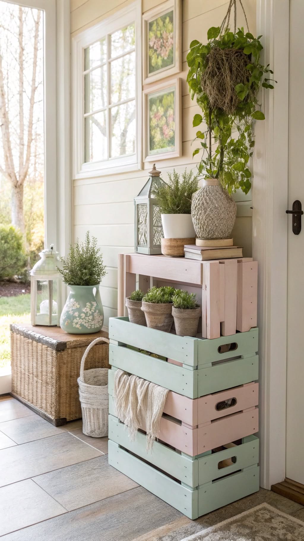 19. Repurposed Wooden Crates as Storage
