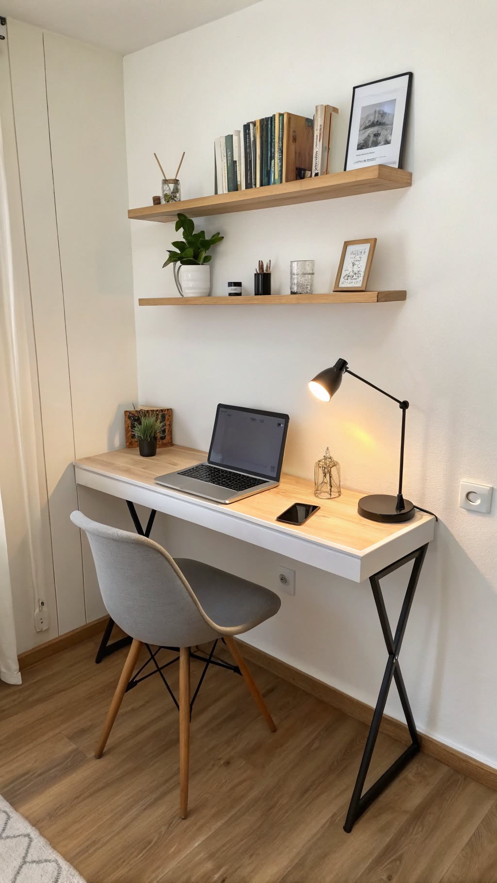 19. The Minimalist Floating Shelf Desk