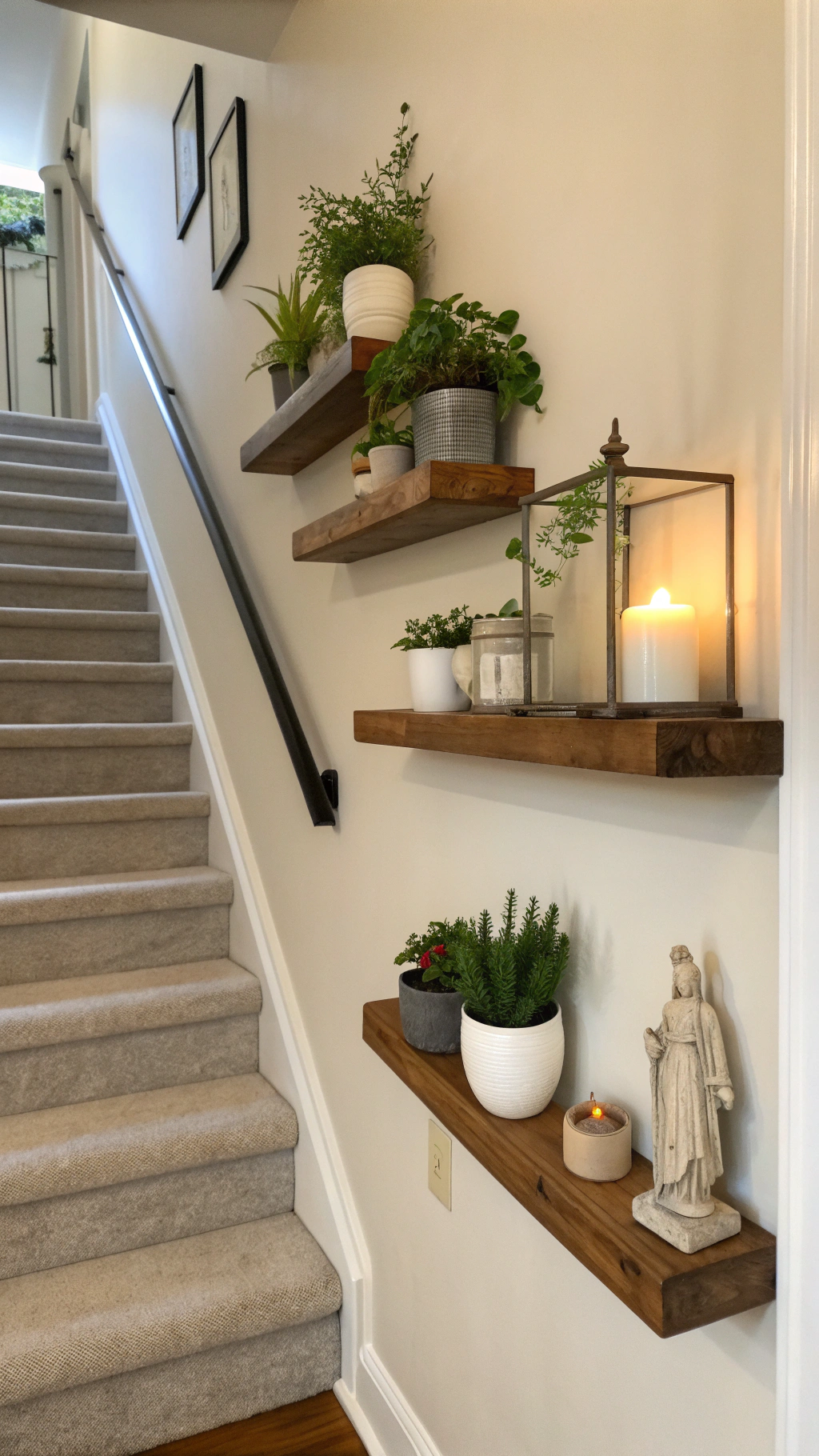 20. Install a Floating Shelf with Potted Plants
