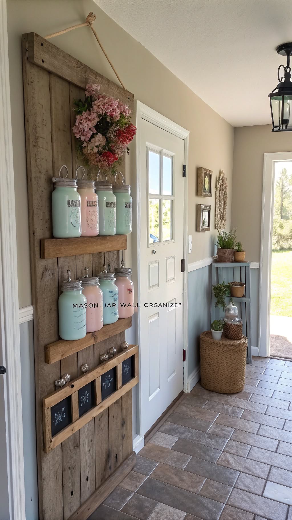 22. Mason Jar Wall Organizer