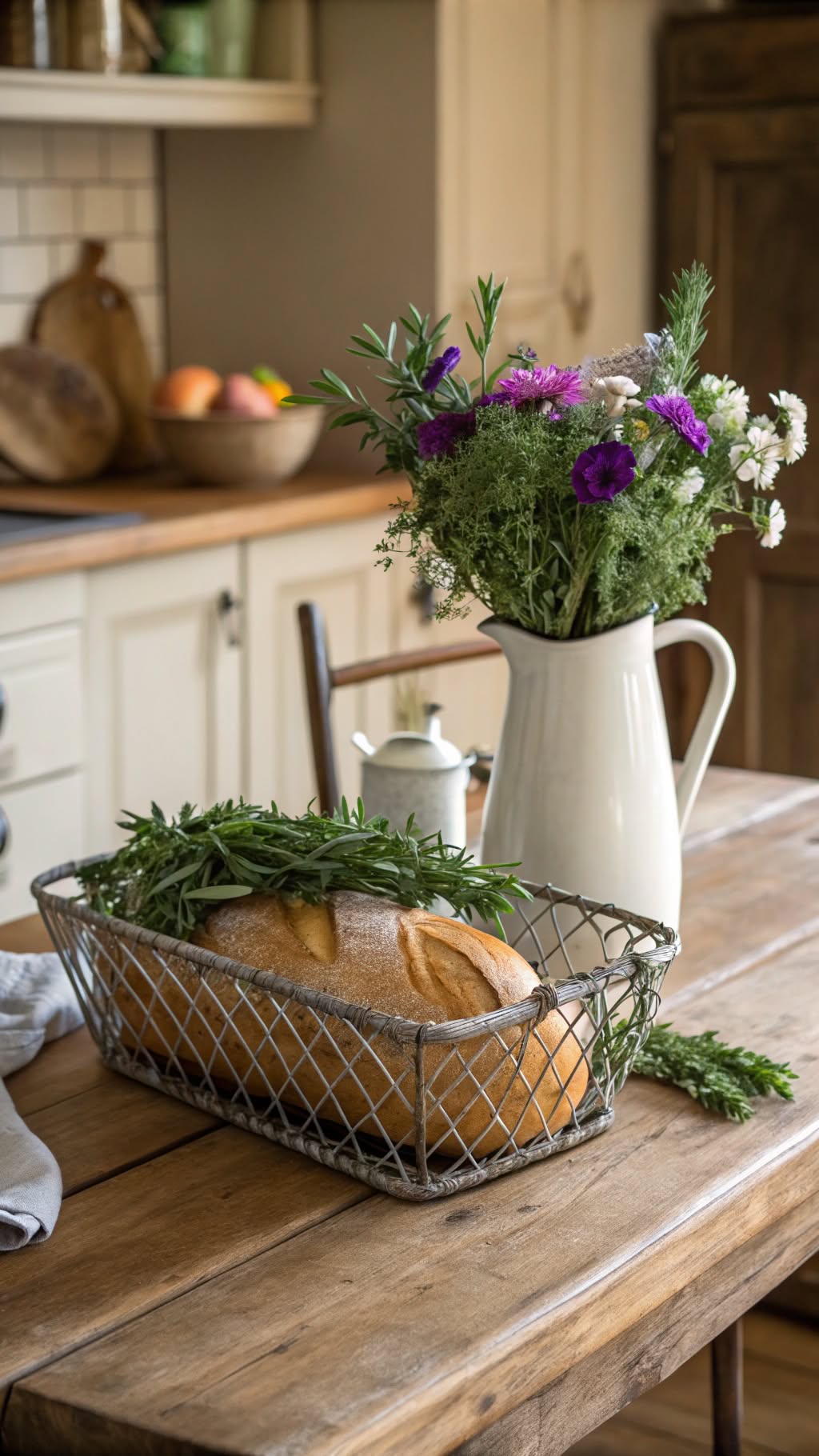 26. Table with a Wire Basket Base