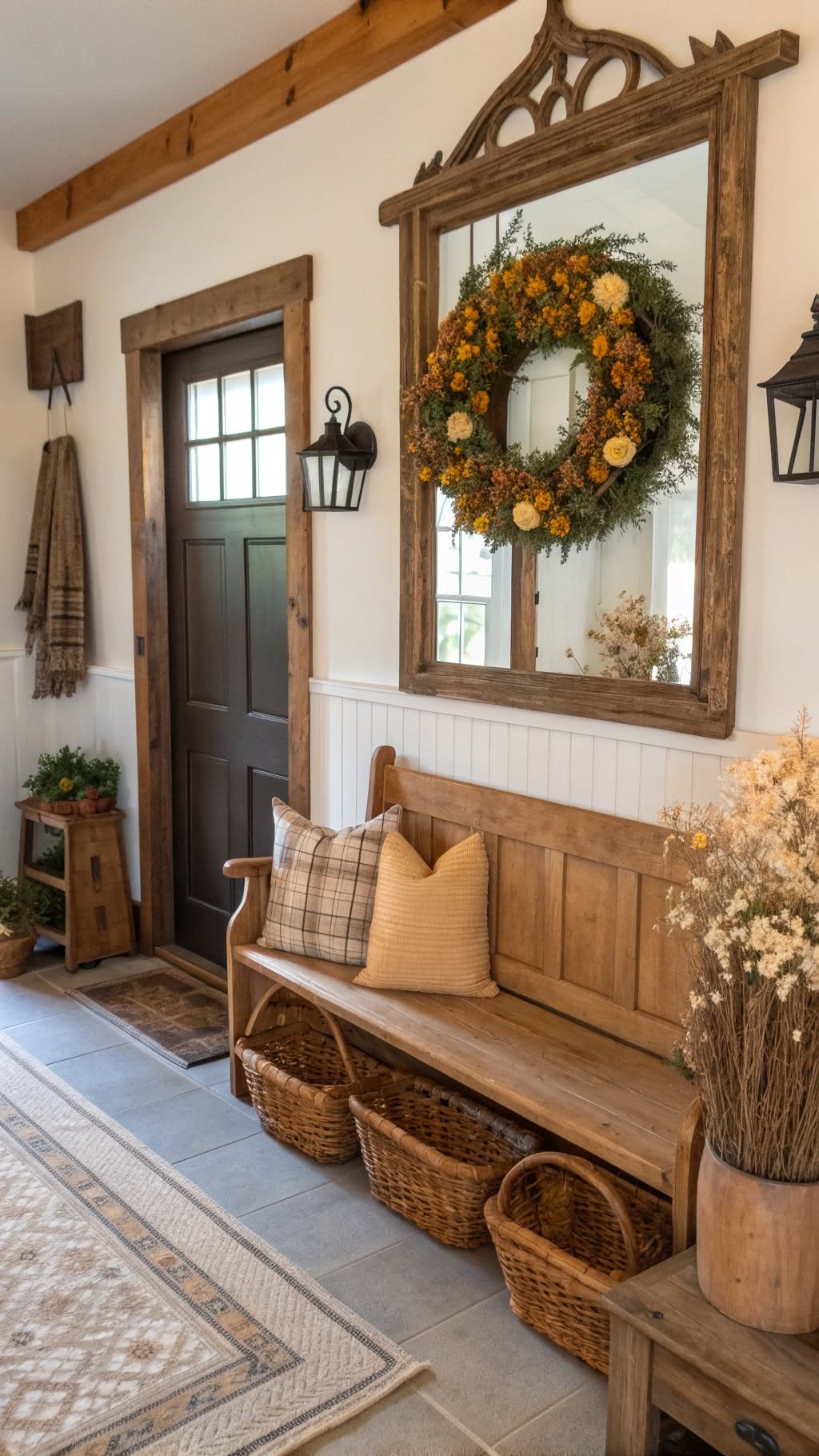 26. Vintage Mirror with Wreath Accent