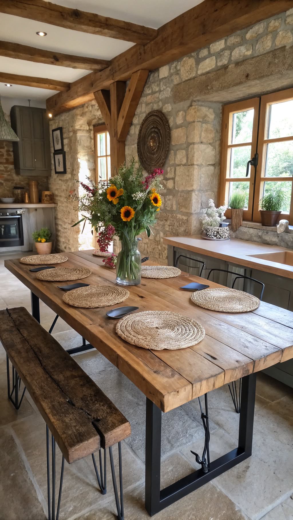 28. Reclaimed Wood Farmhouse Table with Metal Legs