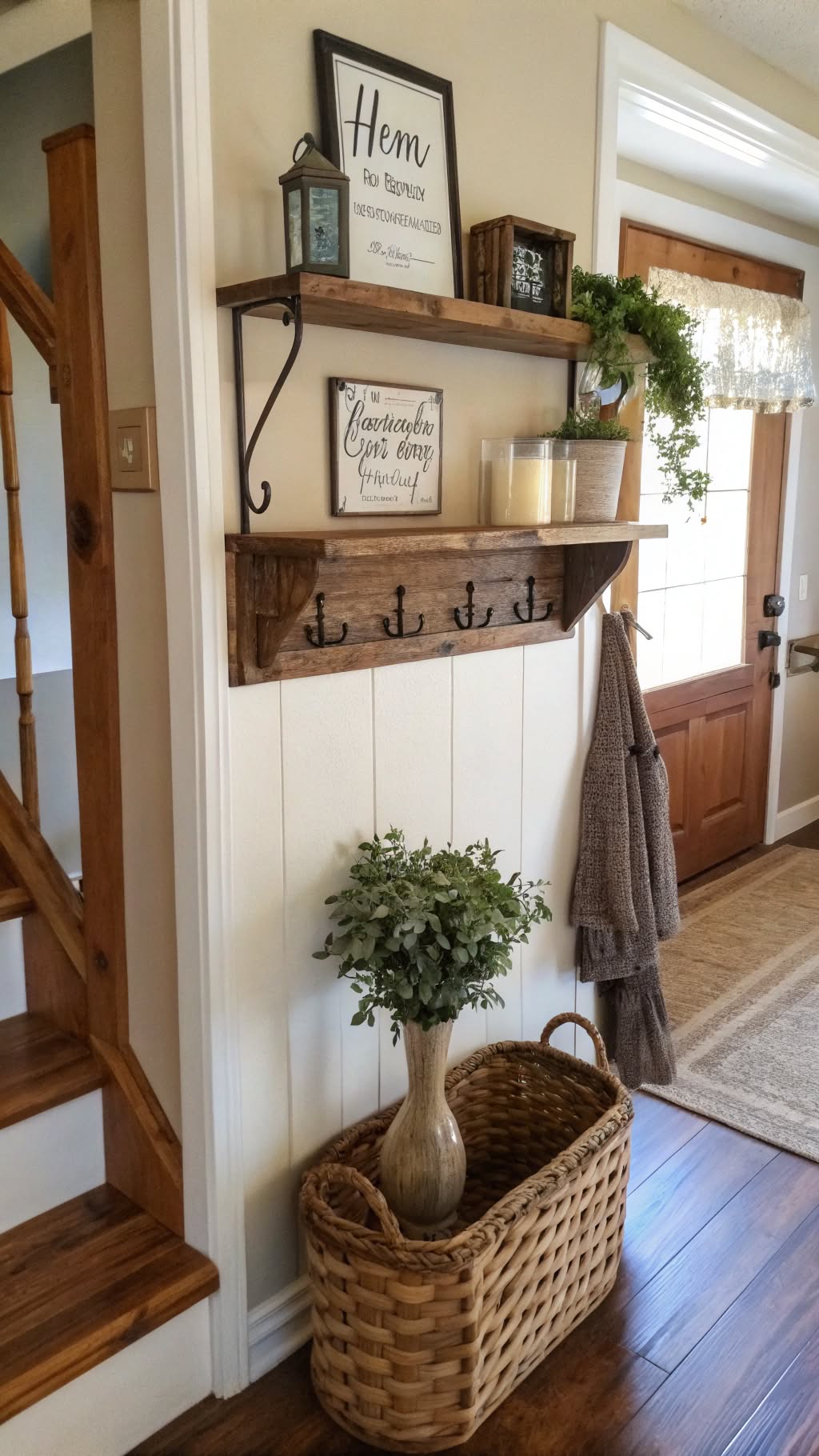 29. Hang a Rustic Wall Shelf