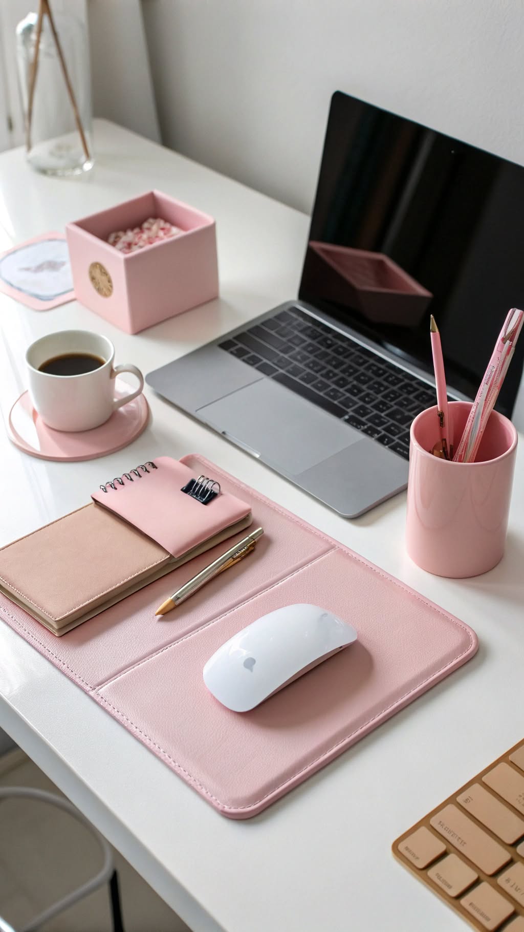 3. Pink Desk Accessories
