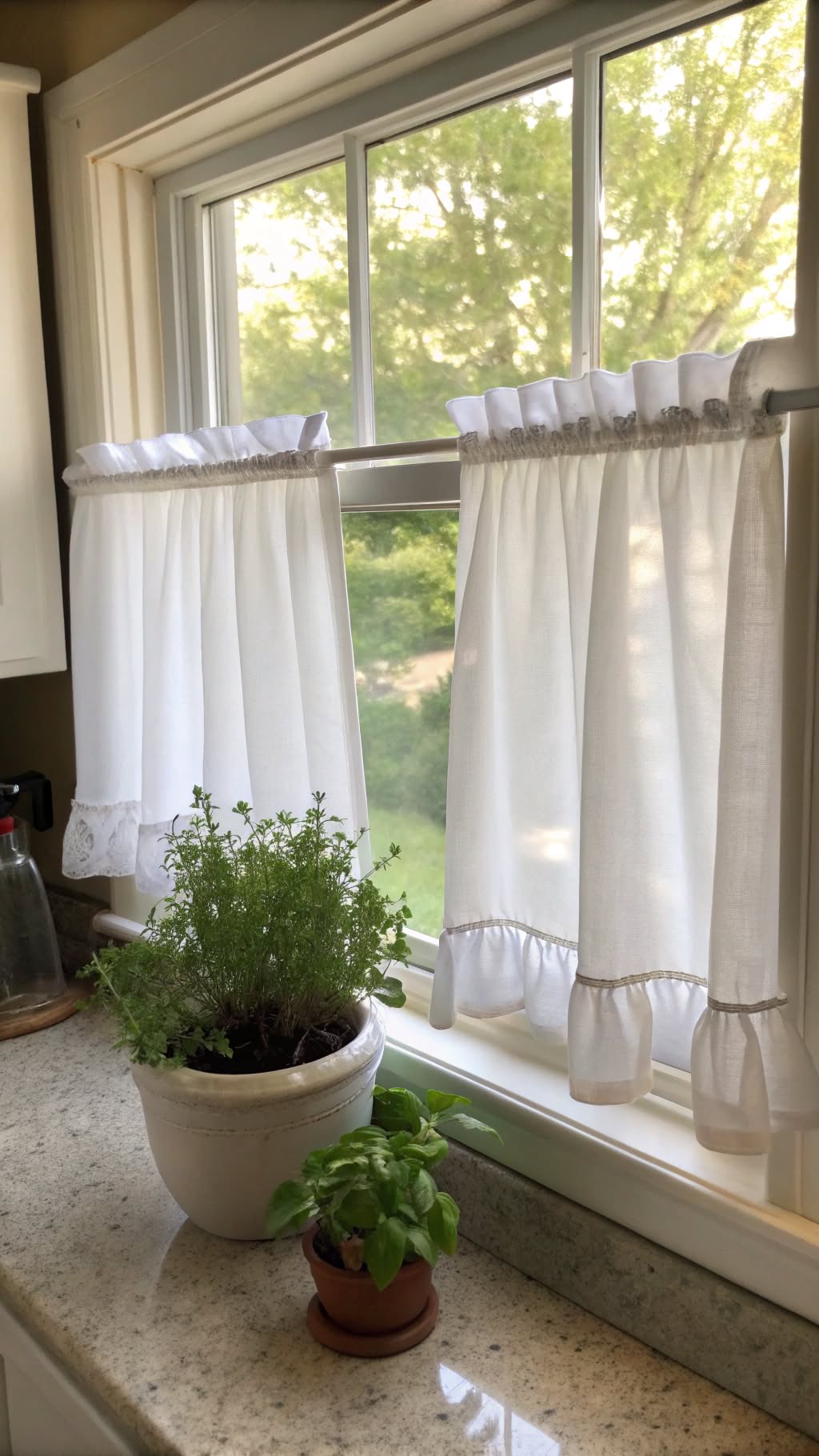 3. Tiered Cafe Curtains for Privacy