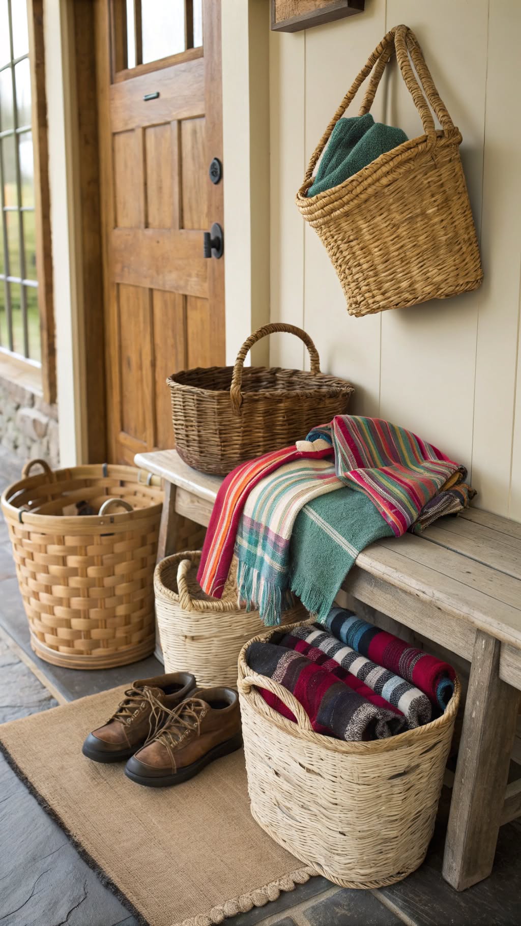 3. Use a Woven Basket for Storage and Texture