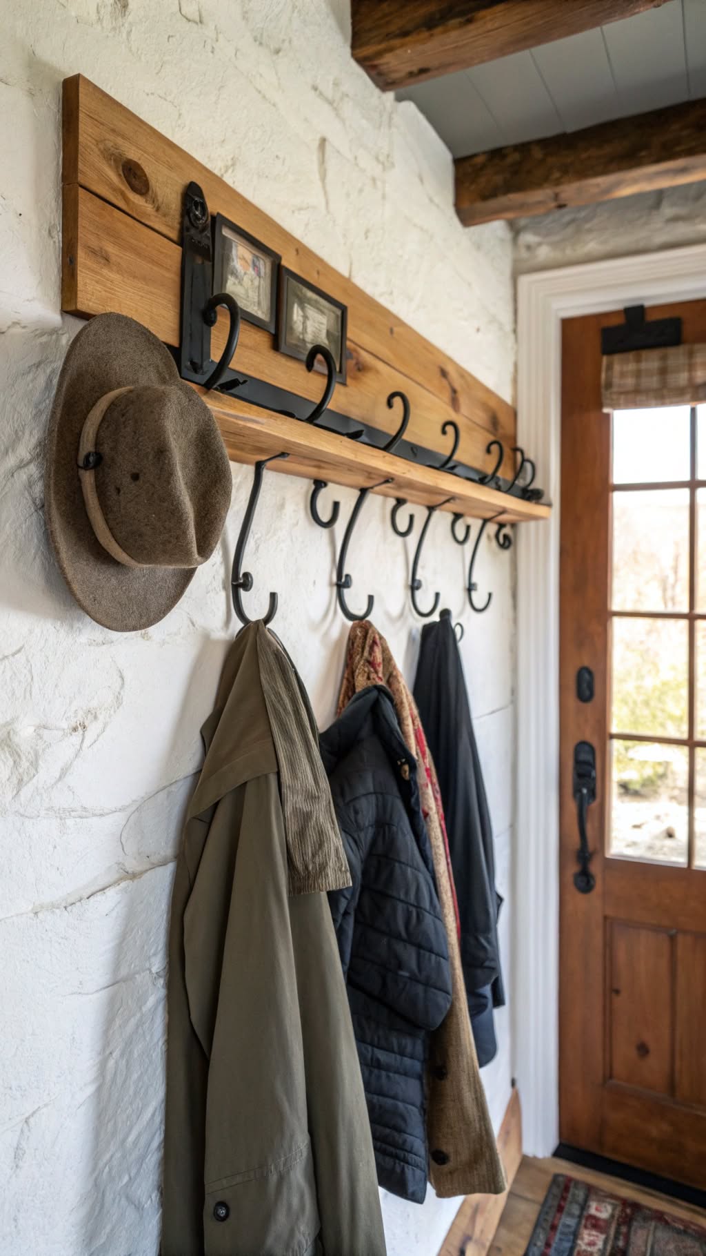 4. Install a DIY Coat Rack with Salvaged Wood