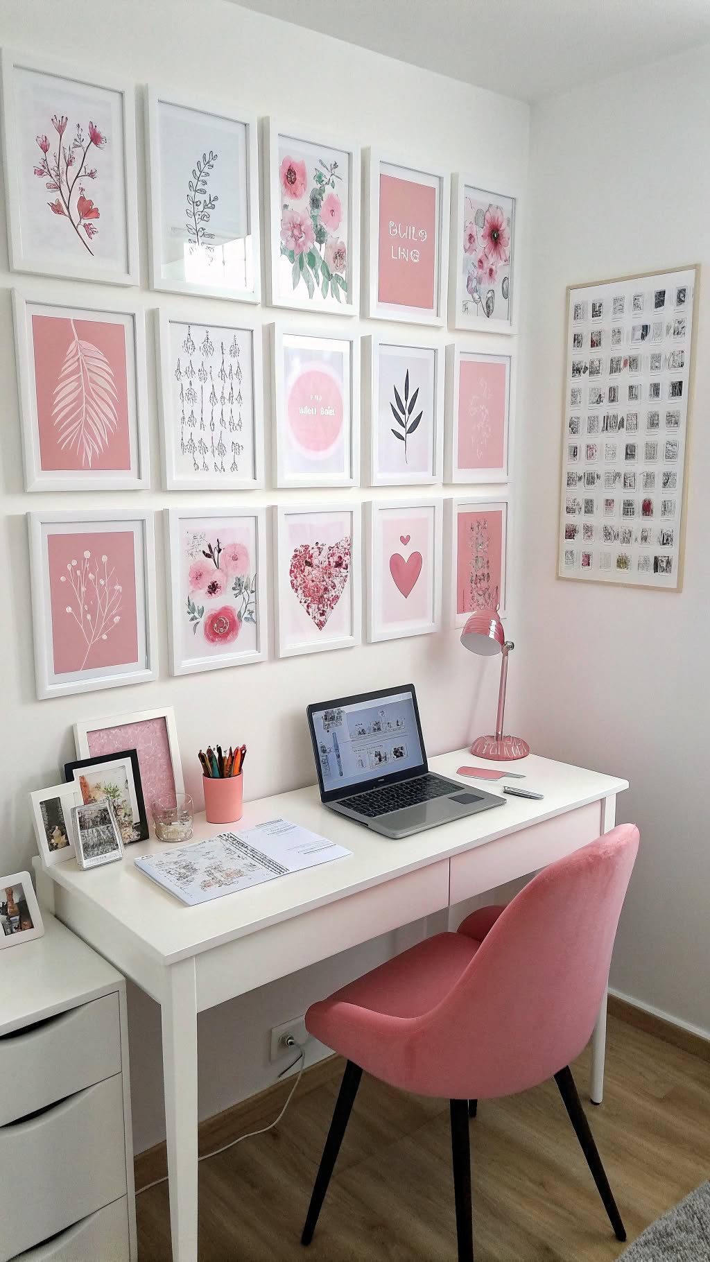 4. Pink and White Gallery Wall