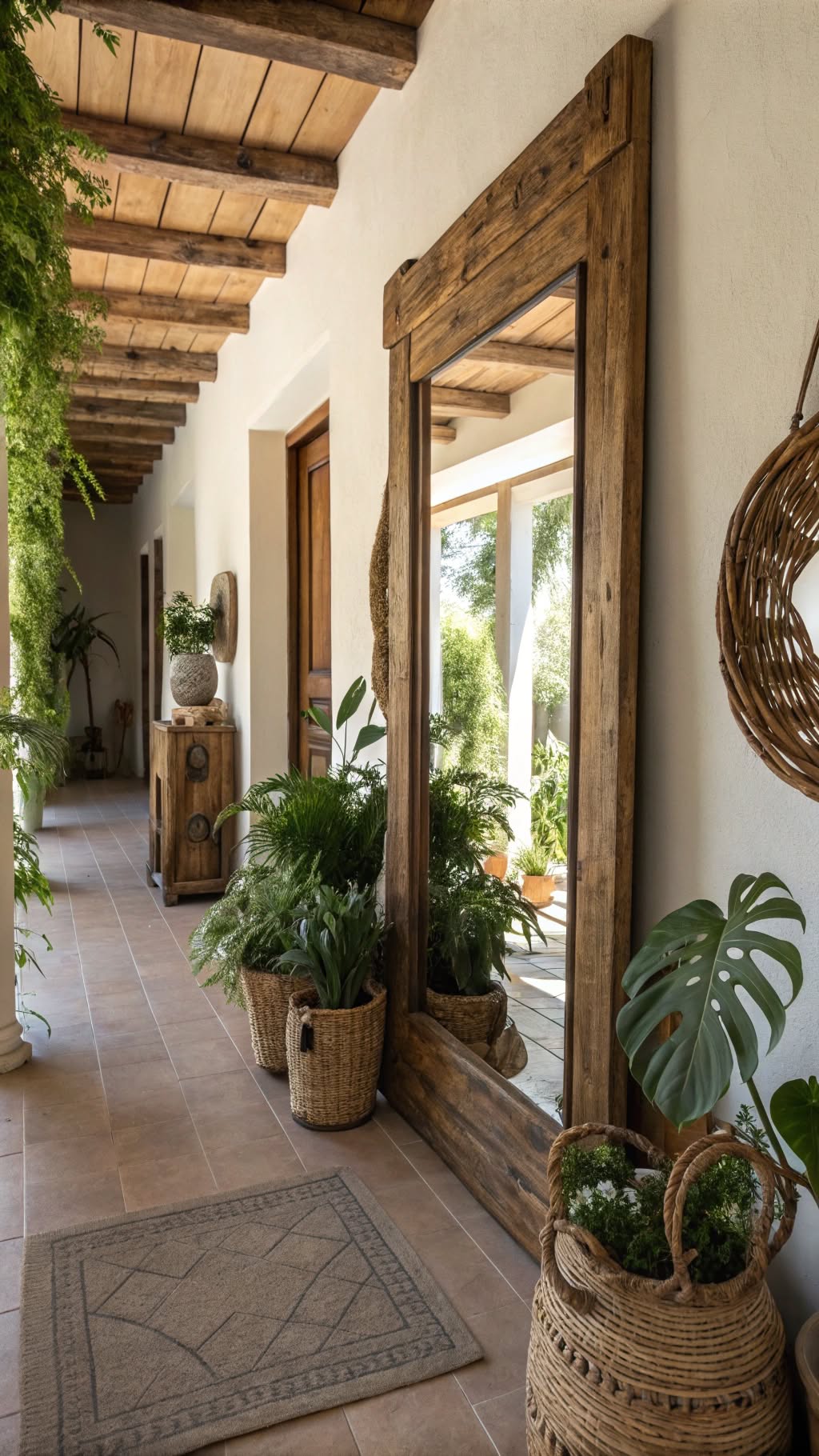 4. The Rustic Wooden Mirror