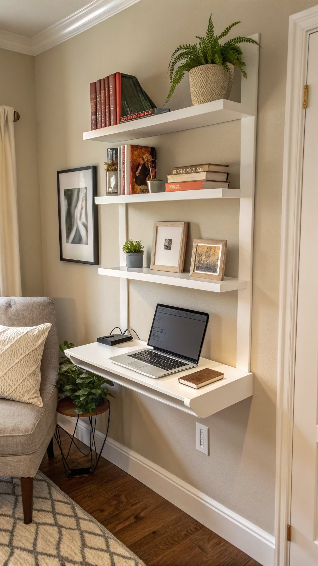 4. Wall-Mounted Shelving as a Desk Alternative