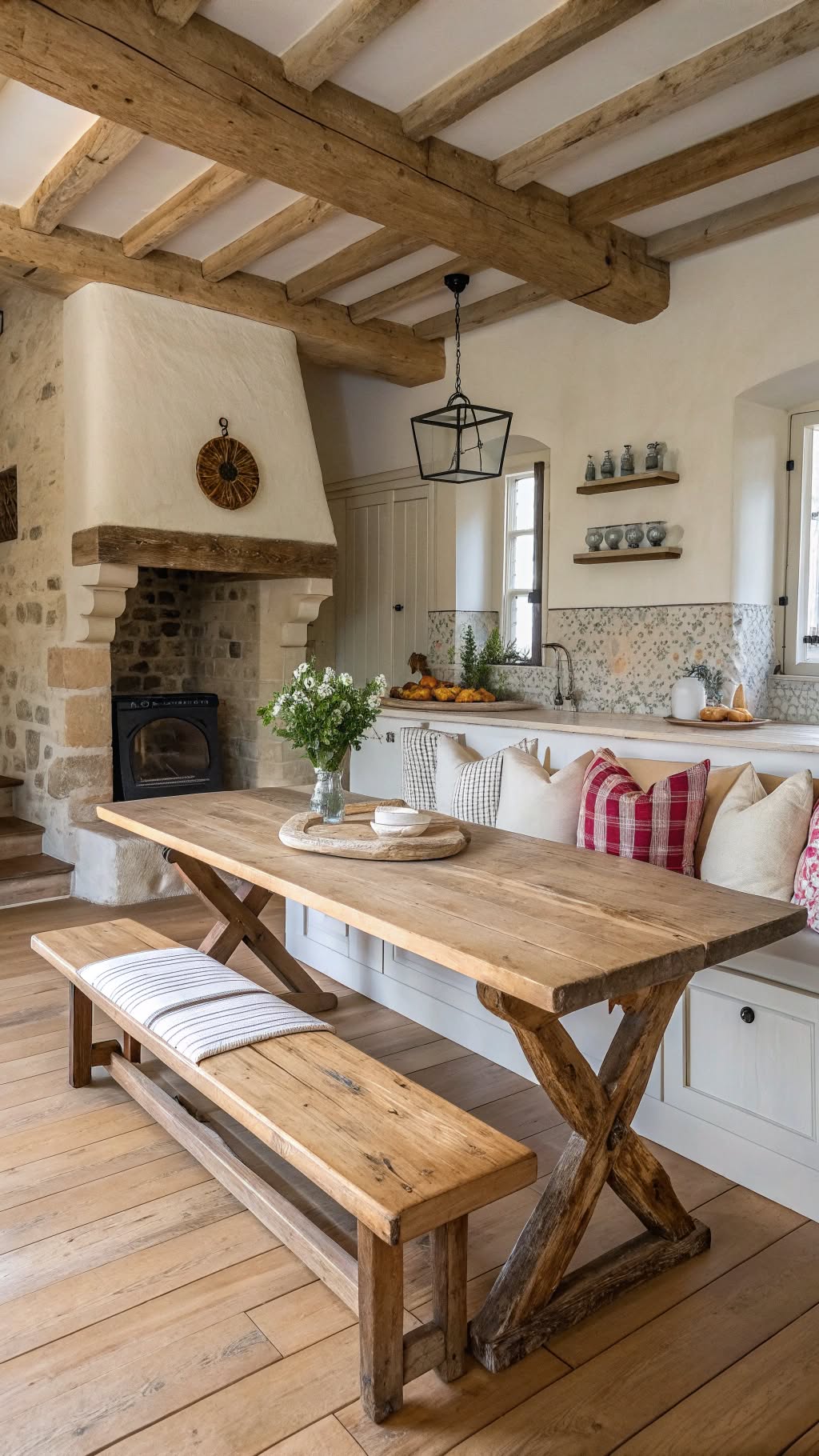 5. Rustic Bench and Table Combo