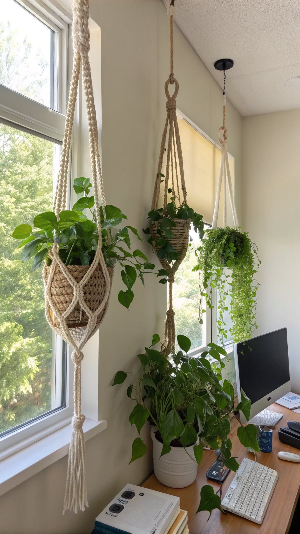 6. Add Greenery with Hanging Planters