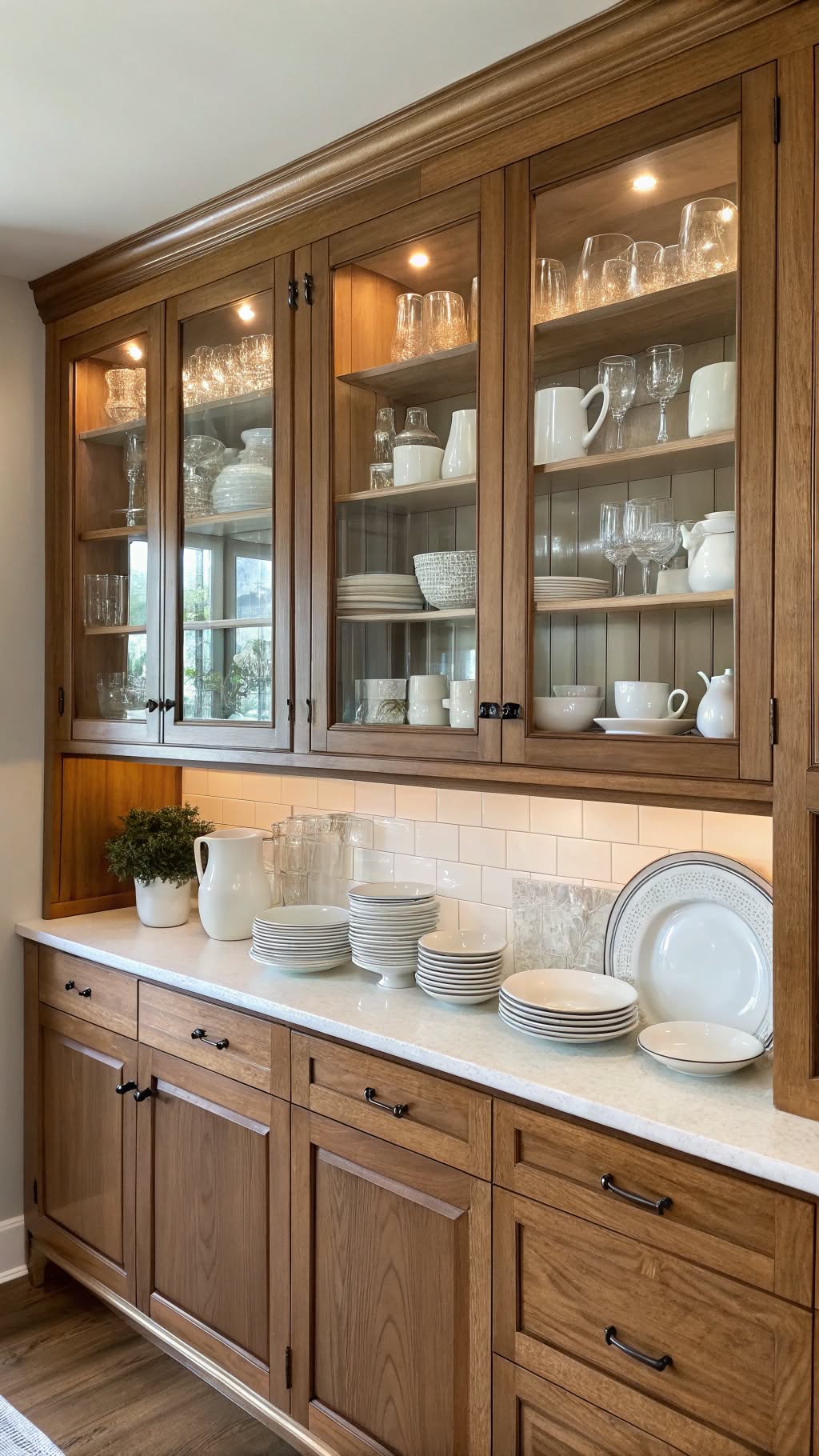 7. Install Glass-Front Cabinets for a Touch of Elegance