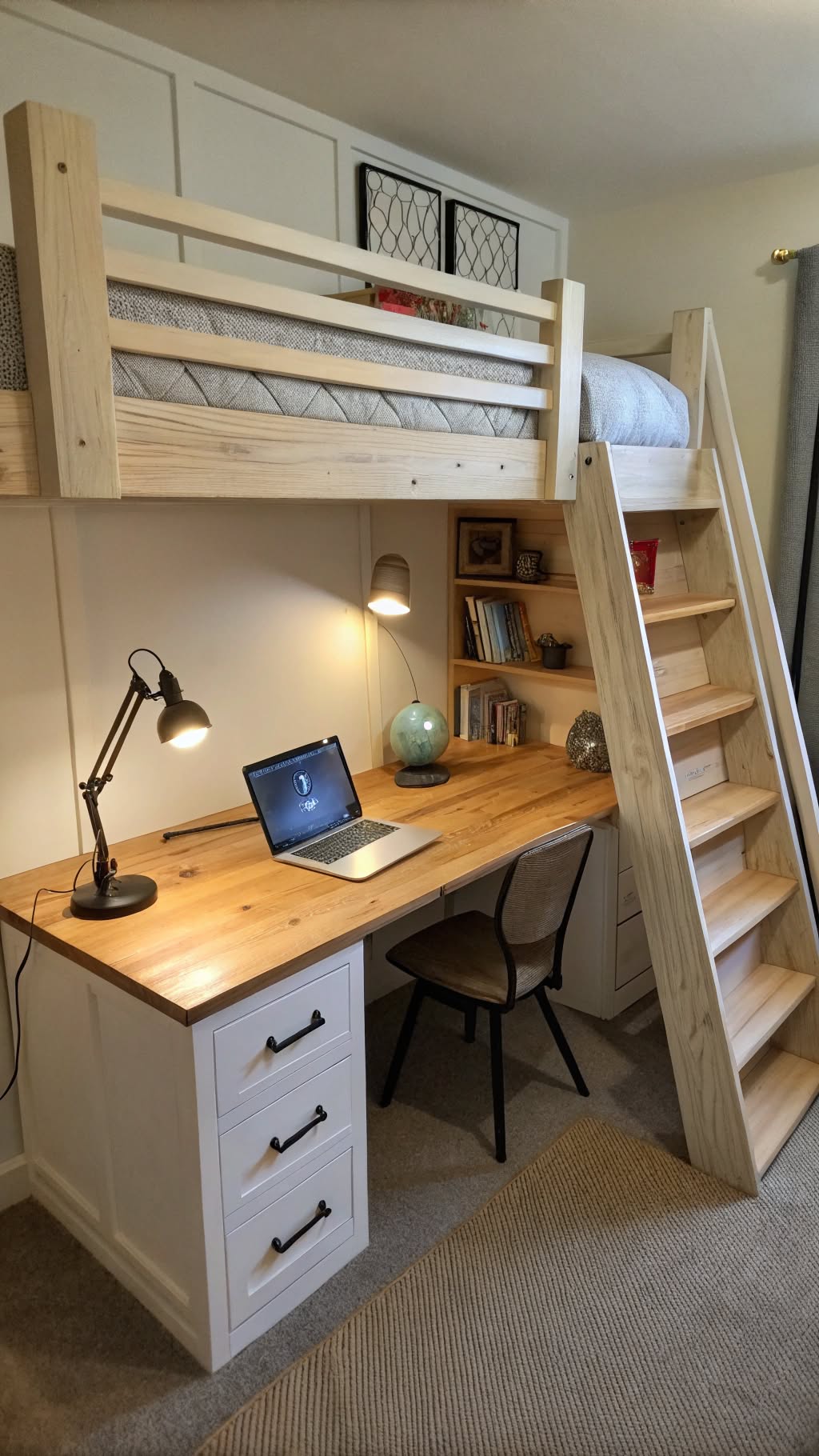 8. Loft Bed with Built-In Desk