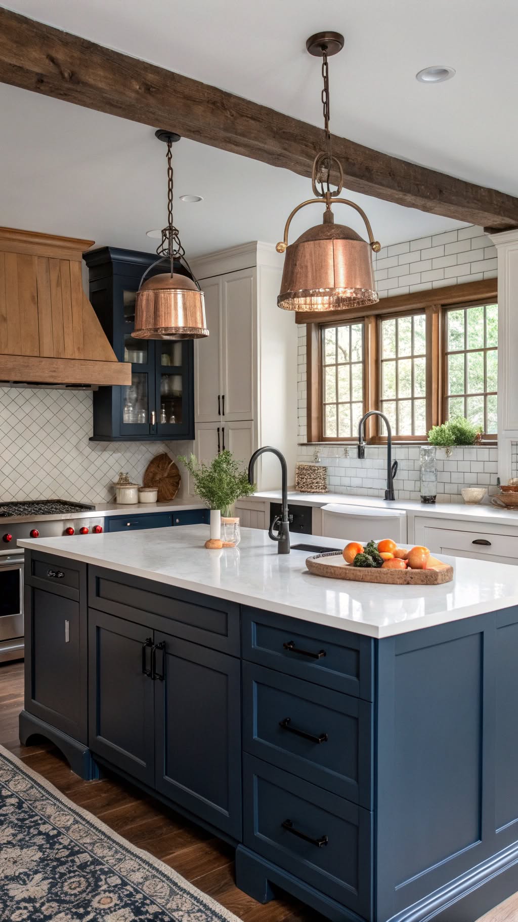 8. Midnight Blue Cabinets with Matte Black Hardware