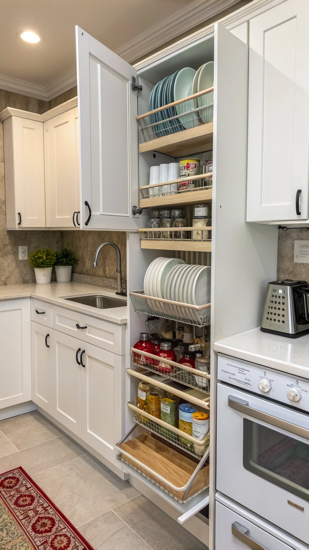 8. Use Multi-Functional Cabinet Inserts