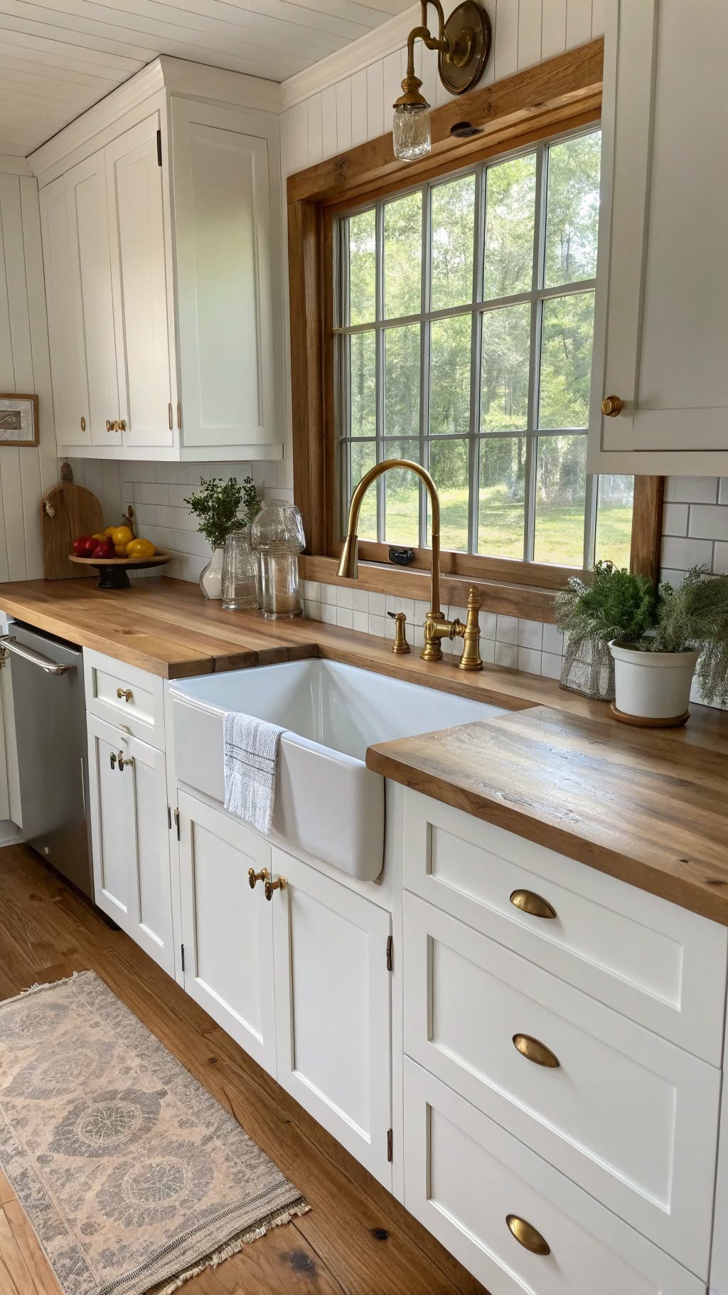 8. White Cabinets with Wood Countertops