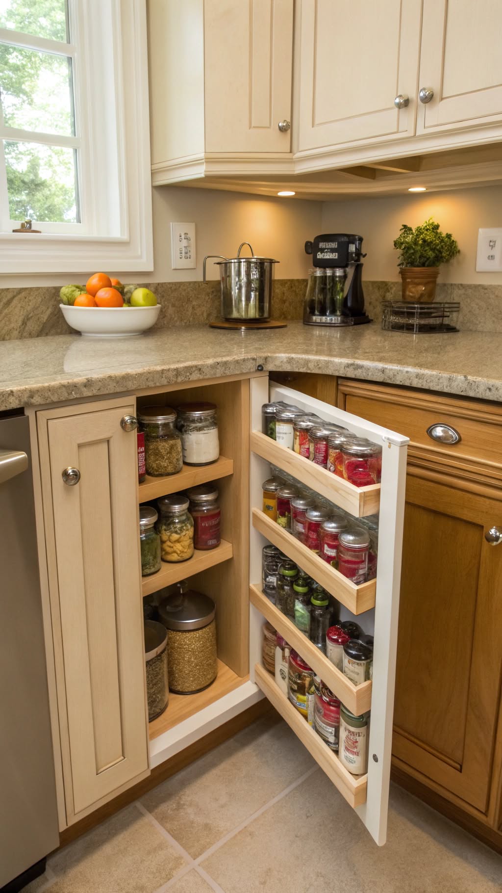 9. Install Corner Cabinets with Lazy Susans