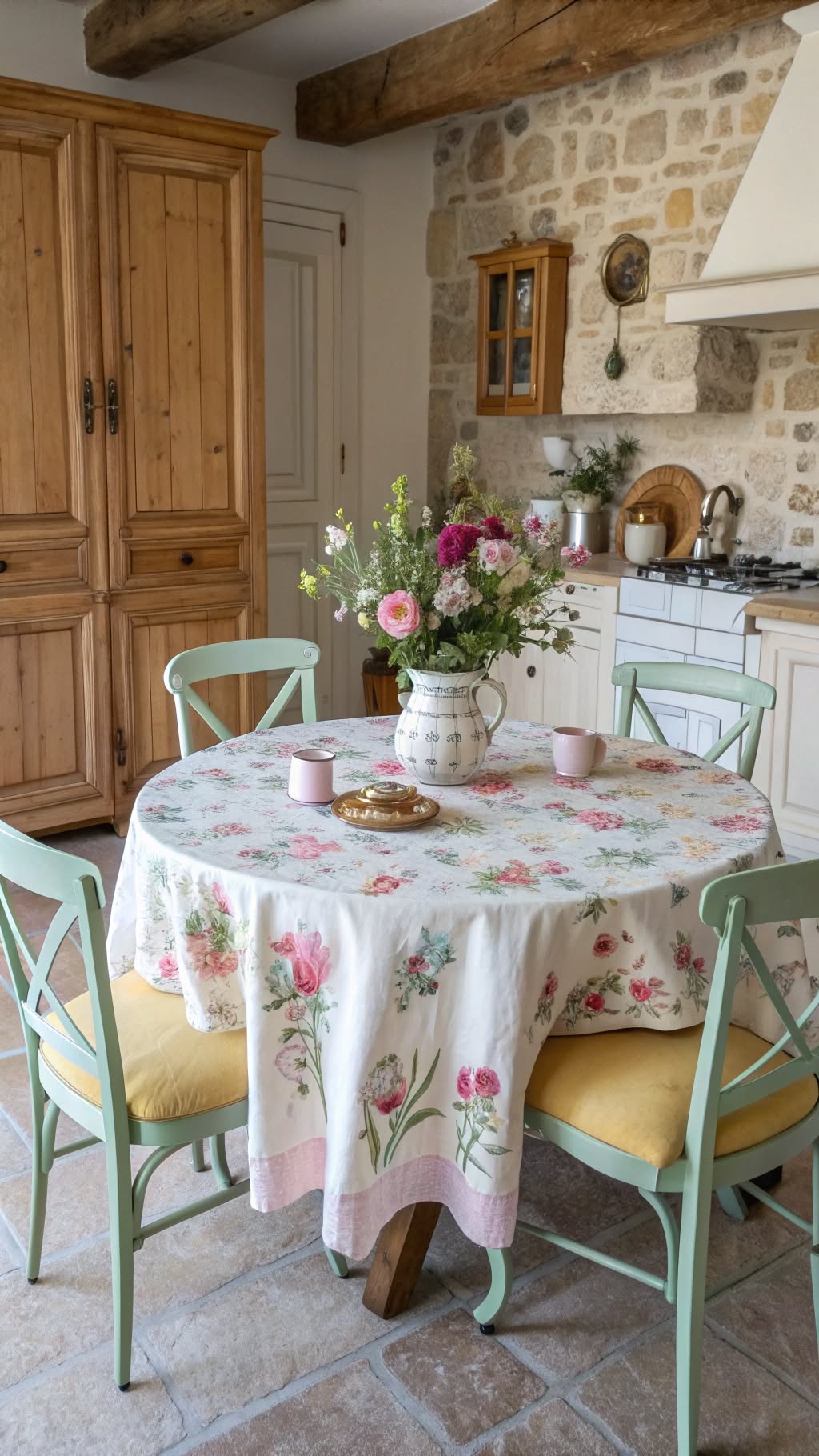 9. Painted Table with Floral Accents