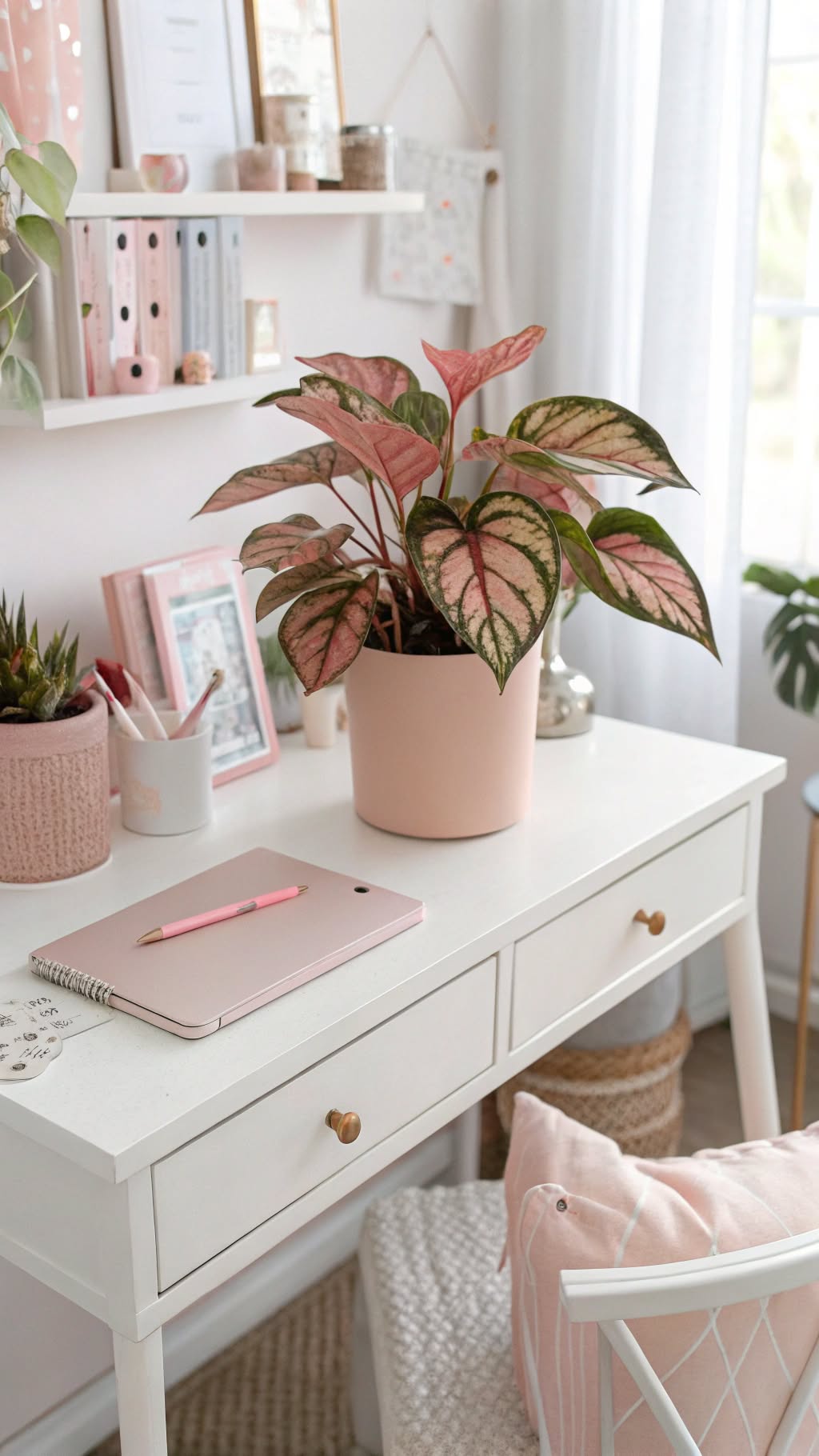 9. Pink and White Plants and Planters