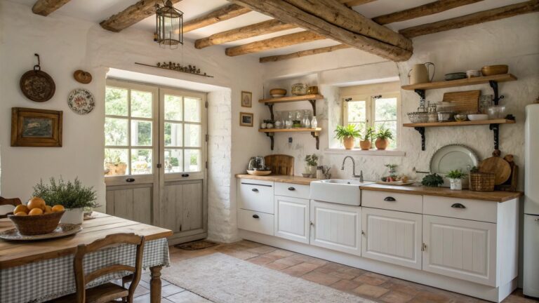 White French Country Kitchen Layouts For Small Spaces