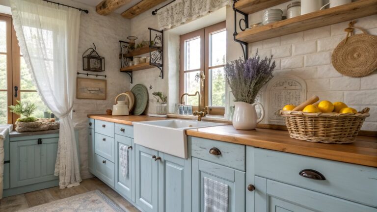 Blue French Country Kitchen Cabinets Color Pairings