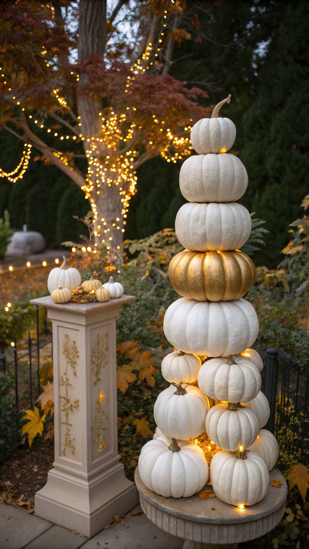 10. Elegant Pumpkin Topiary
