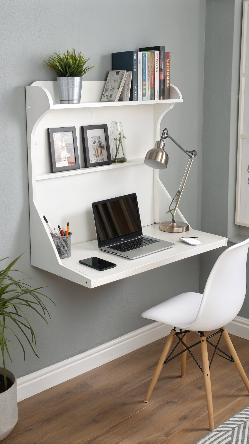 10. Floating Desk for a Sleek Look