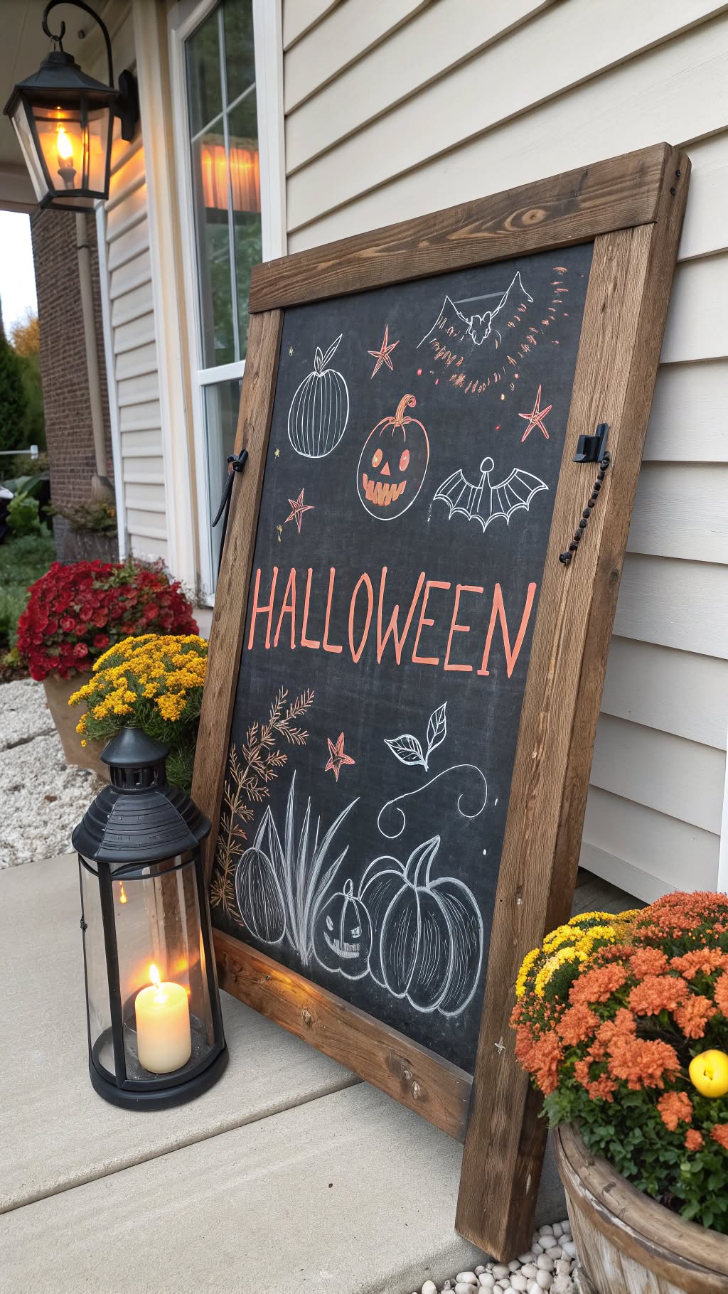 13. Halloween-Themed Chalkboard Art