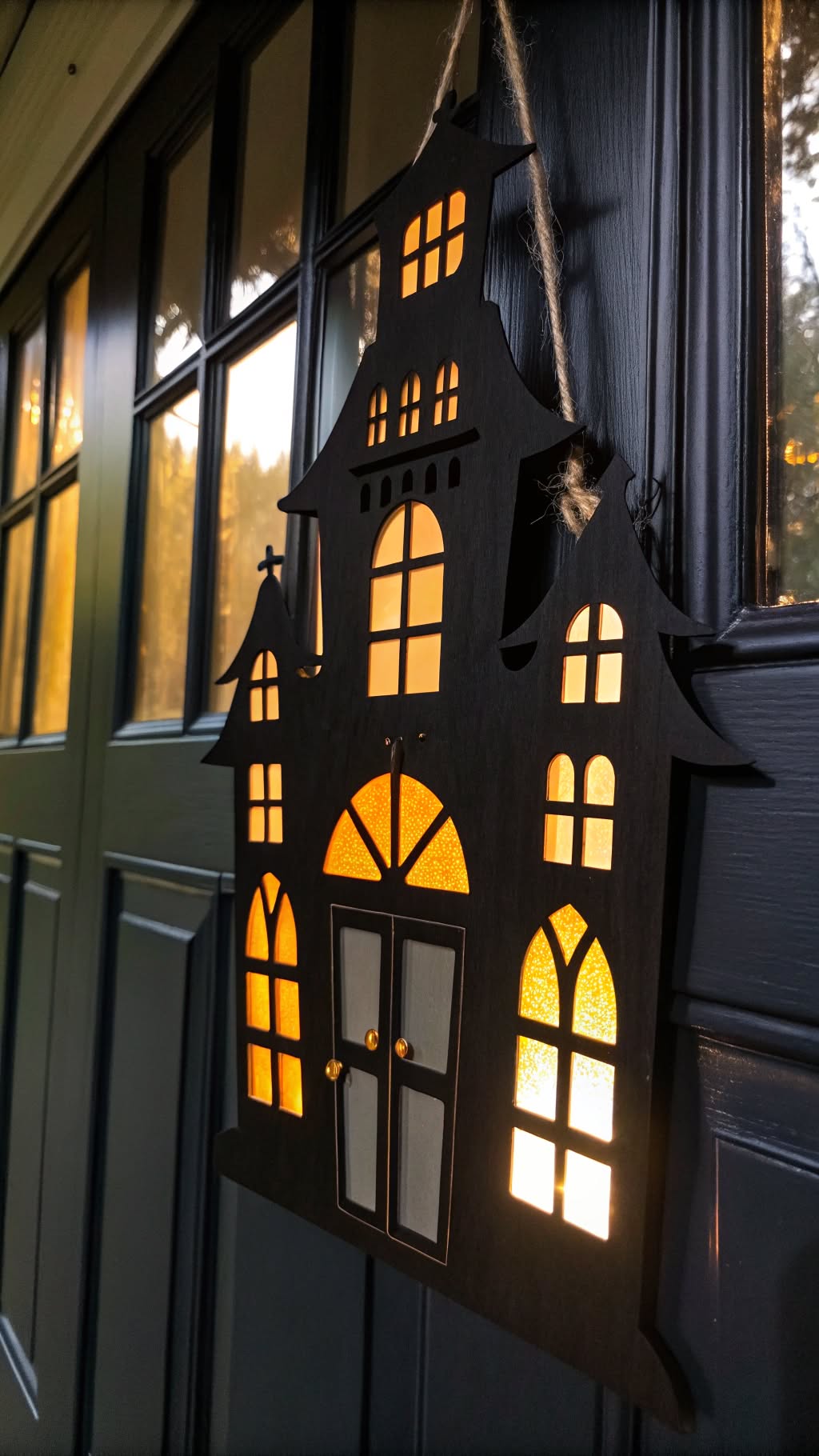 13. Haunted House Silhouette Door Hanger