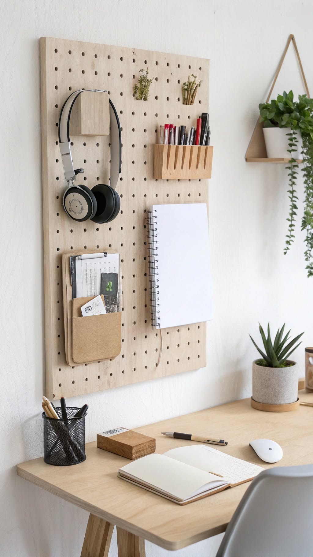 13. Wall-Mounted Pegboard for Organization