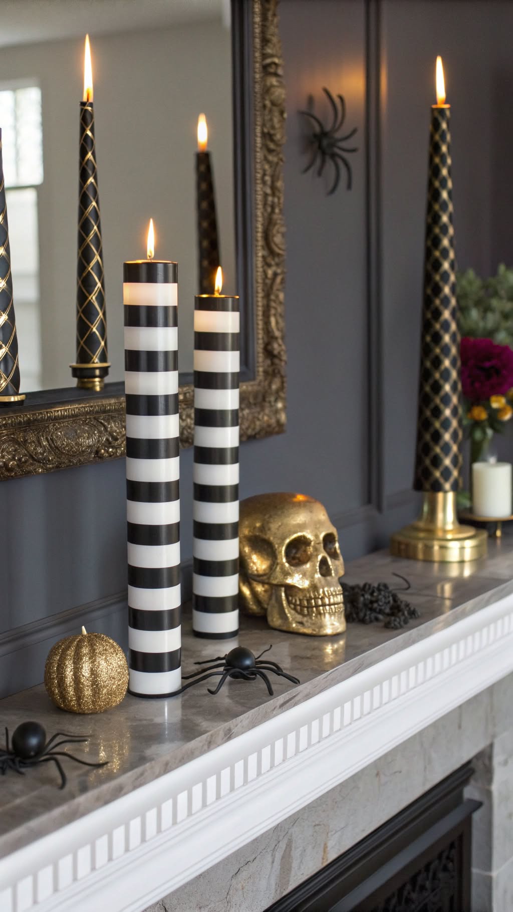 16. Black and White Striped Candles