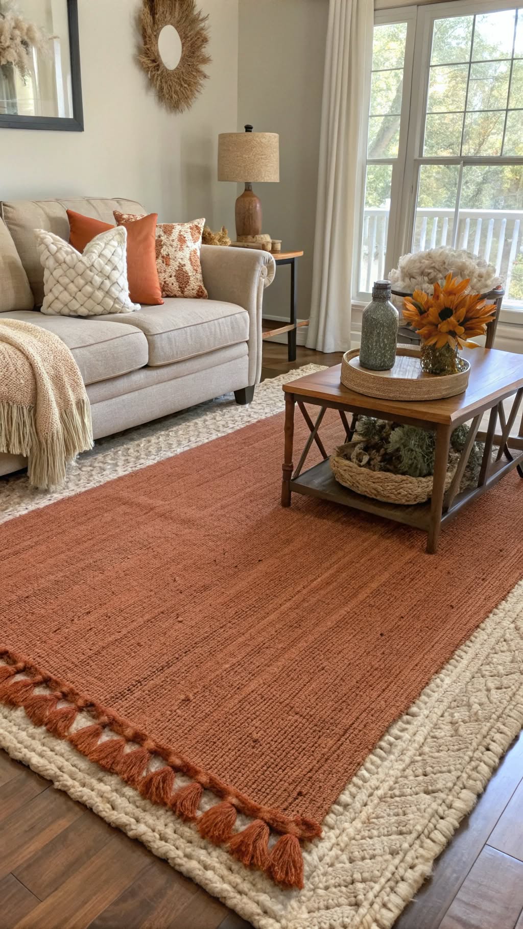 18. Introduce Earthy Tones with a Rug