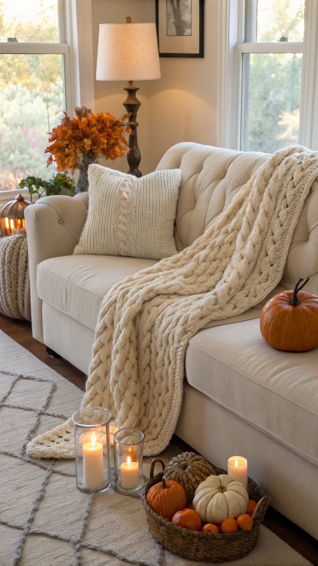 19. Add a Chunky Knit Throw Blanket