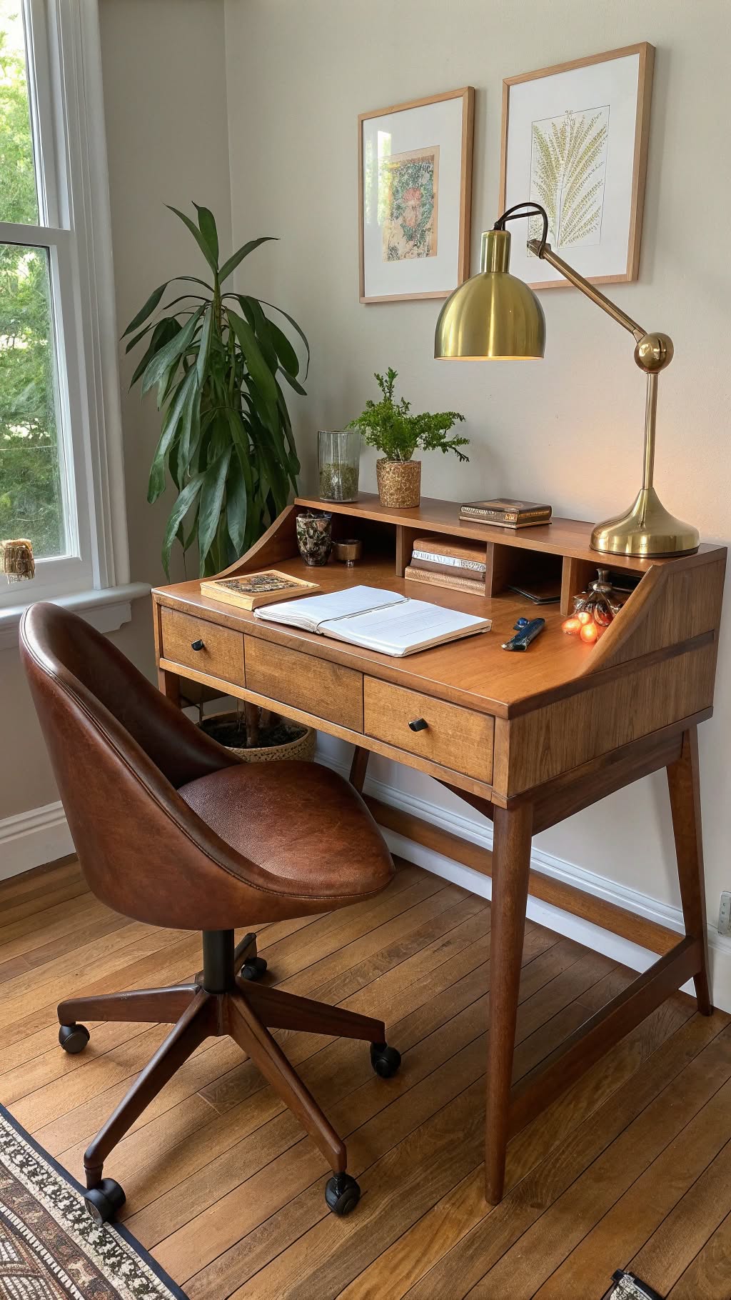 1. Mid-Century Modern Desk and Chair Combo