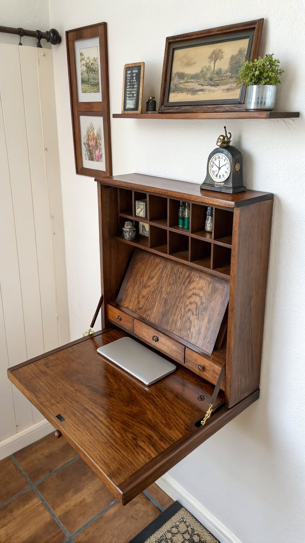 2. Wall-Mounted Fold-Down Desk