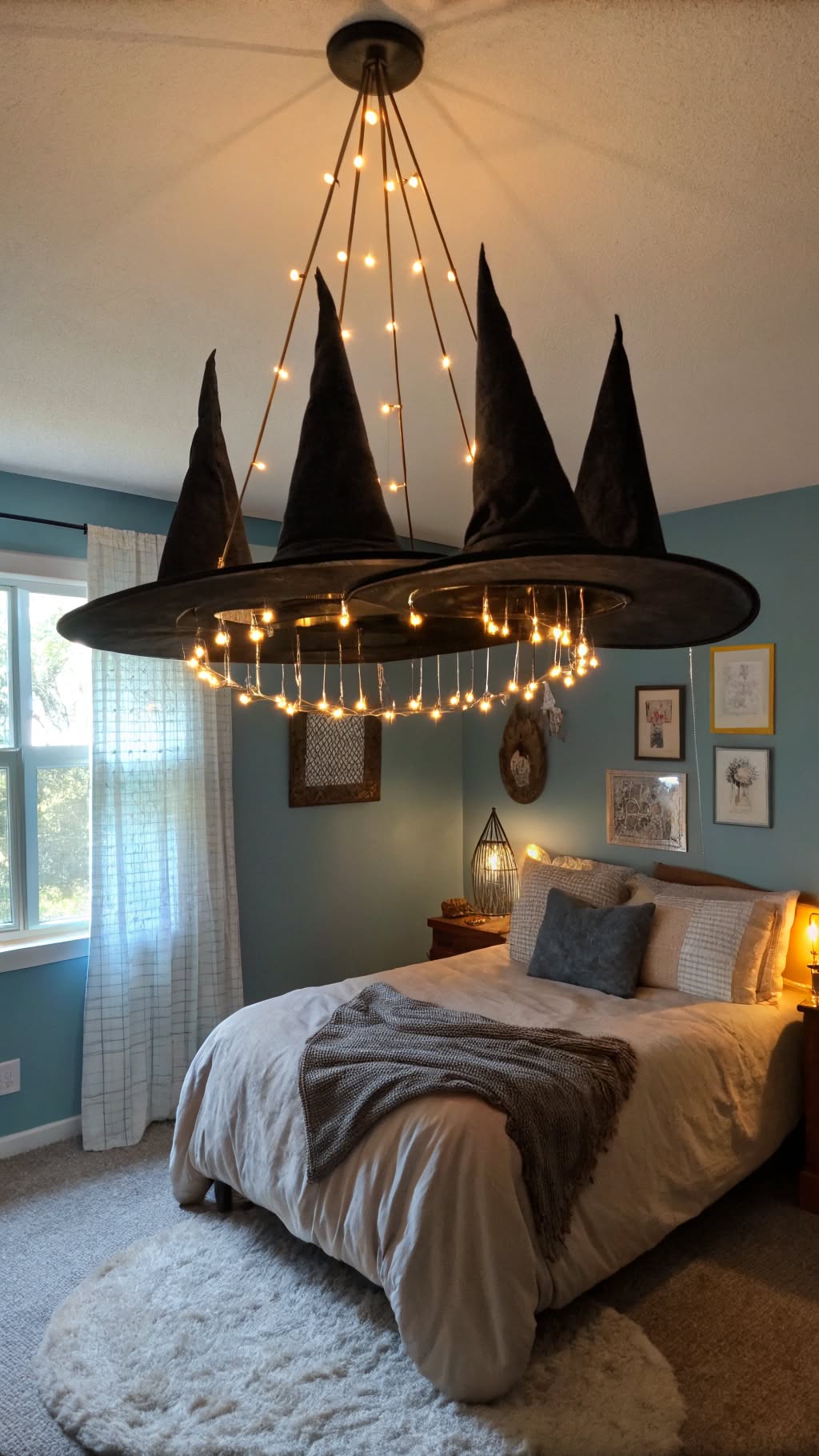 3. Hanging Witch Hat Chandelier