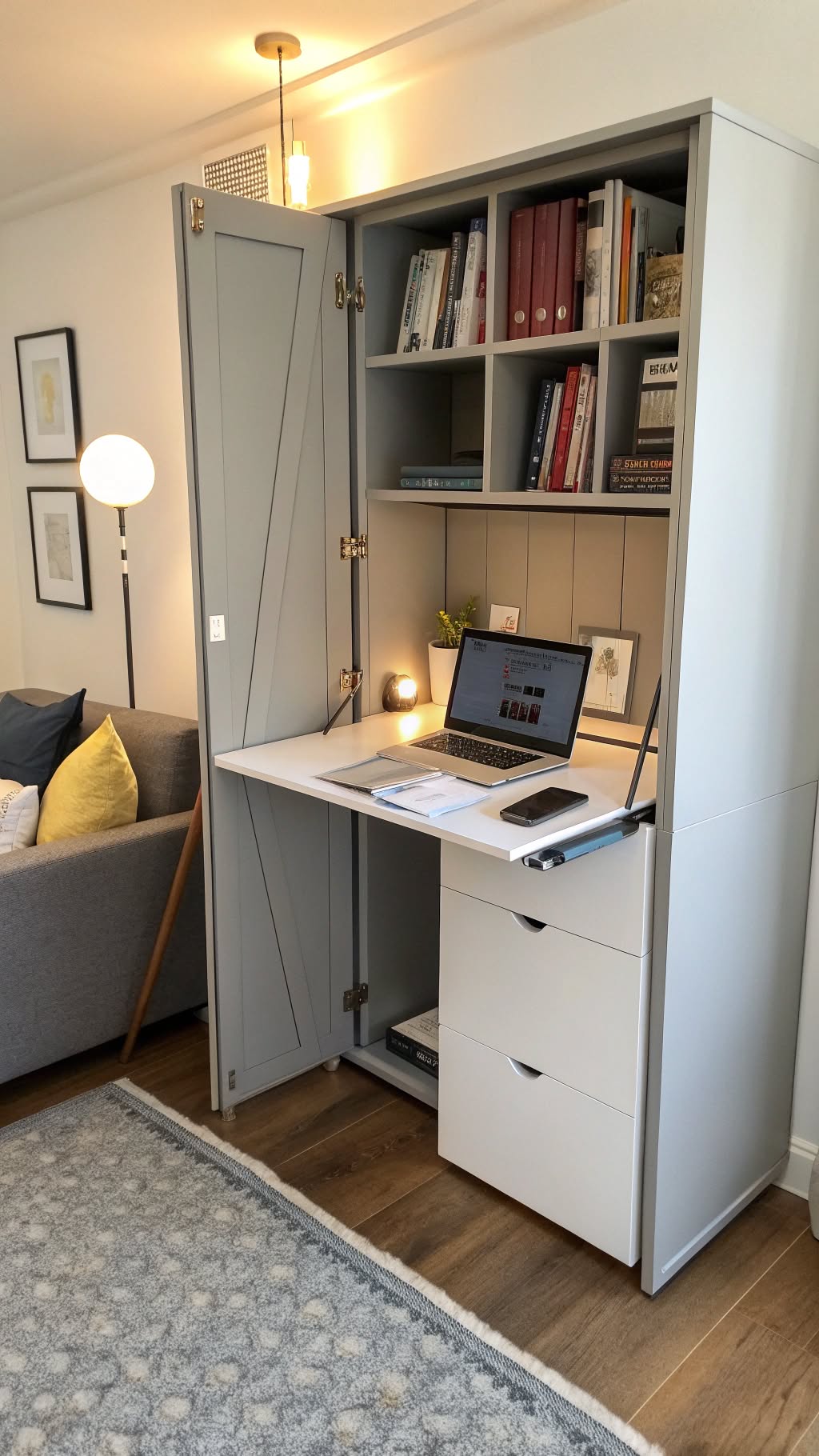 4. Dual-Purpose Furniture: Desk and Storage Combo
