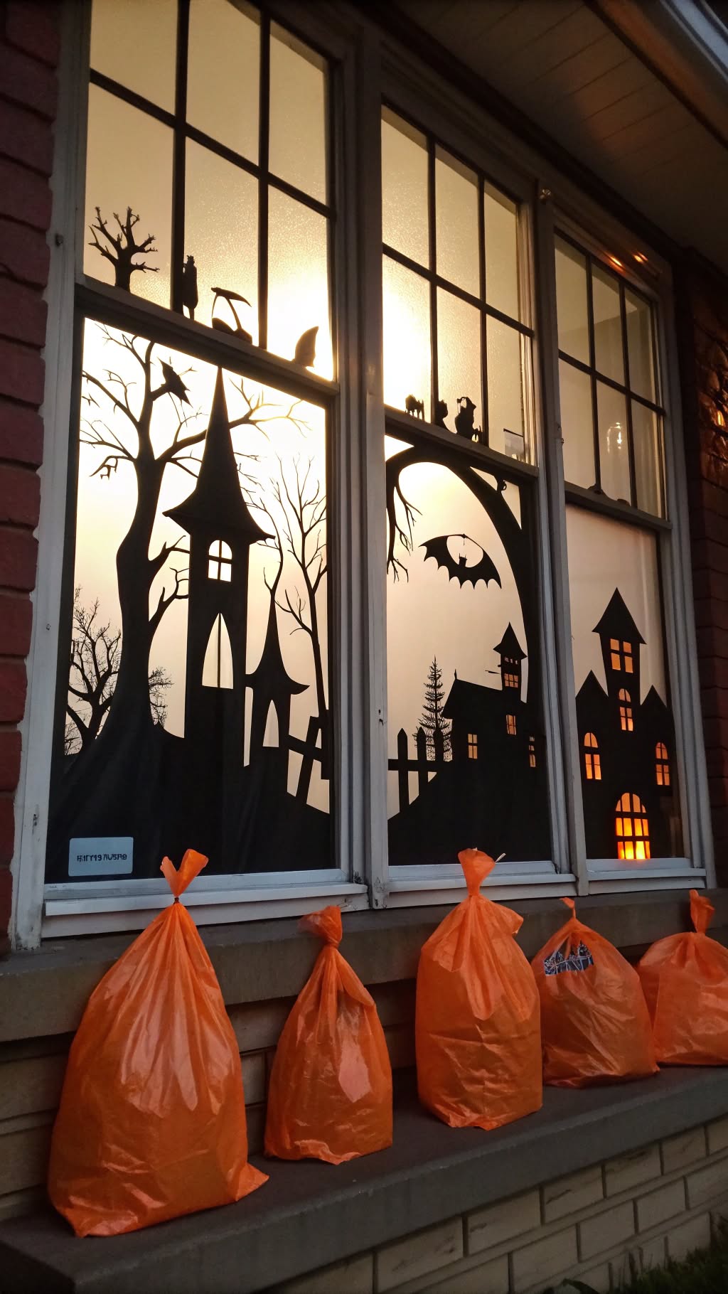 4. Haunted House Silhouette Window Decor