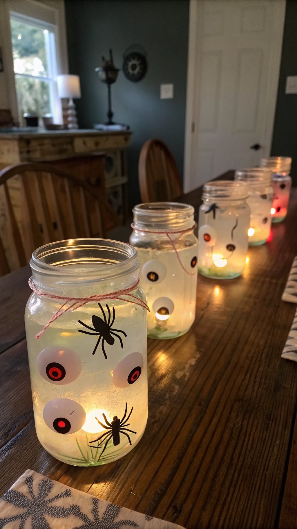 7. Spooky Glow Jar Centerpieces