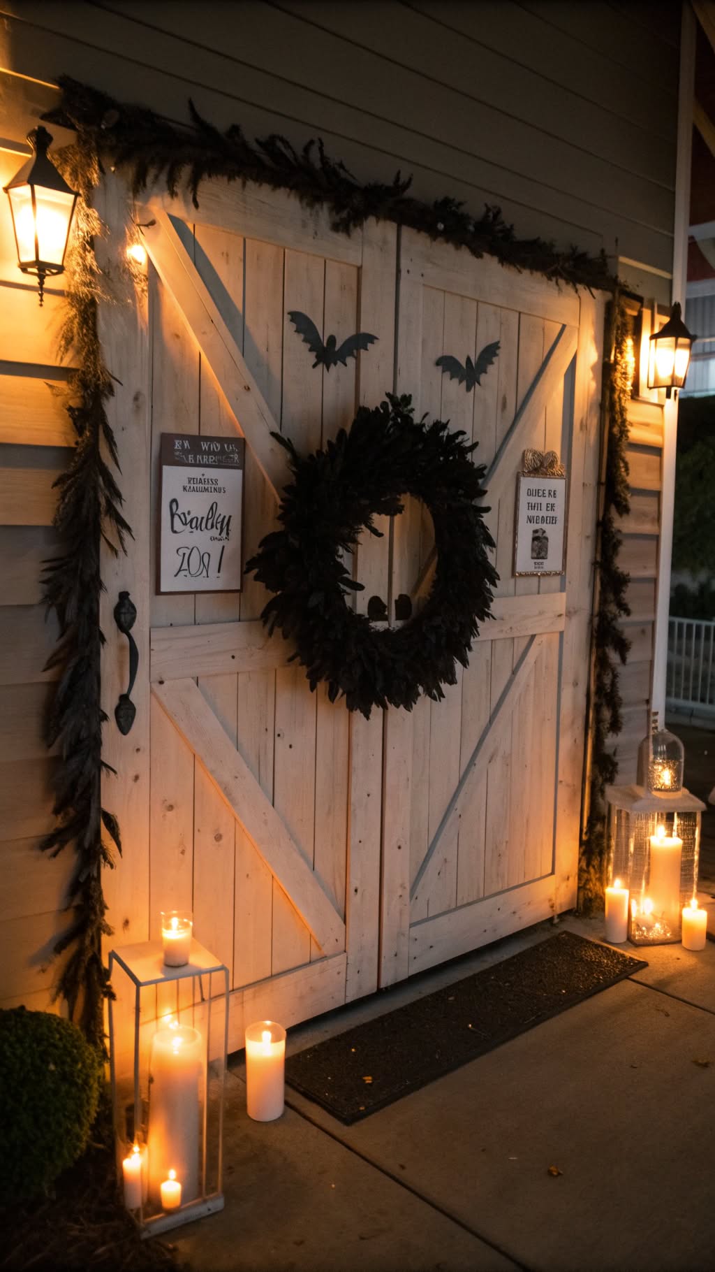 8. Spooky Barn Door Decor