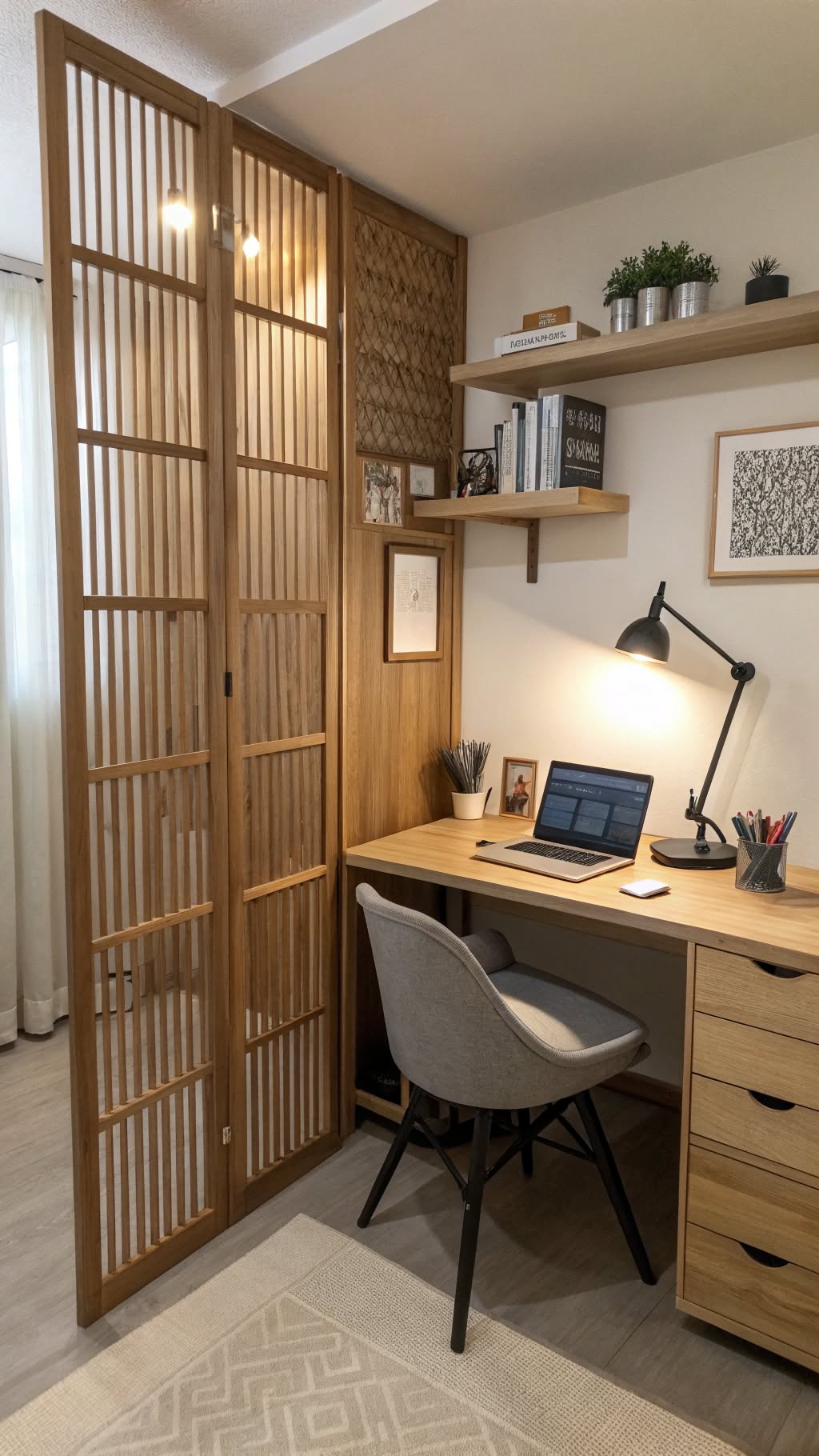 8. Use a Room Divider to Create a Dedicated Workspace