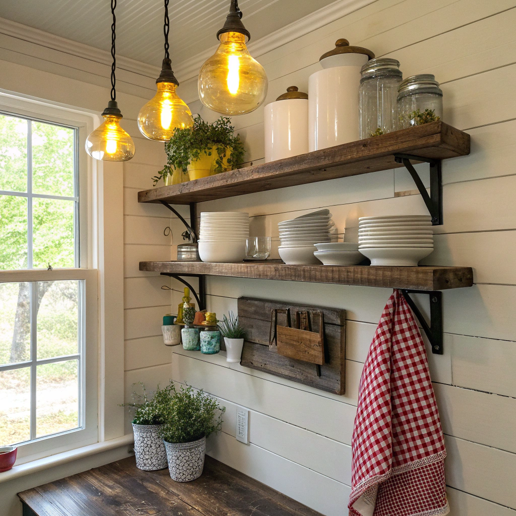 7. Discover the Allure of Rustic Open Shelving