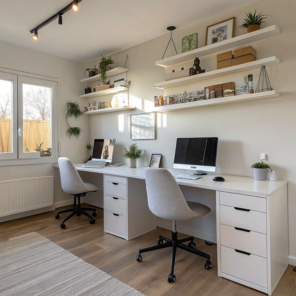 2. Creating a Double Desk Home Office in Limited Space