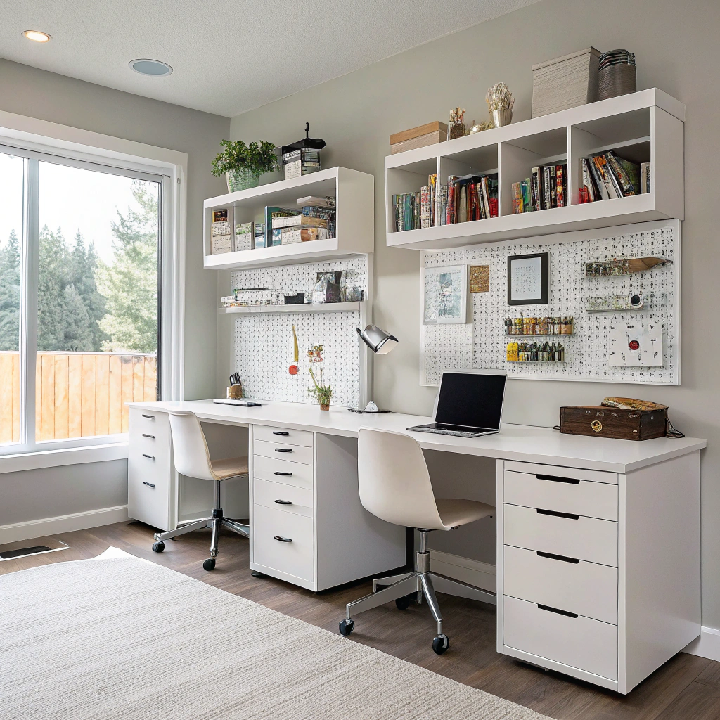 5. Smart Storage Solutions for Double Desk Home Office Setups