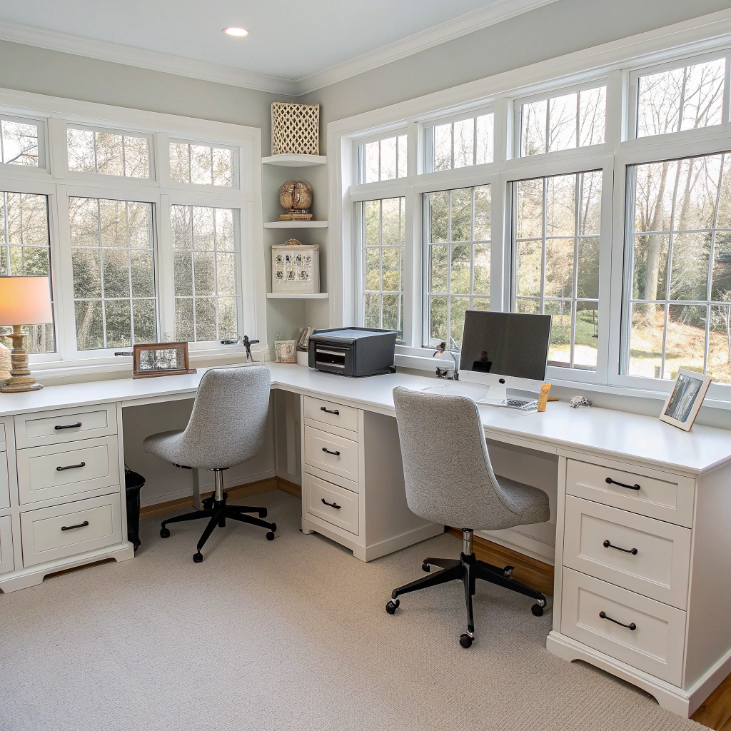 6. Double Desk Home Office Productivity Zones