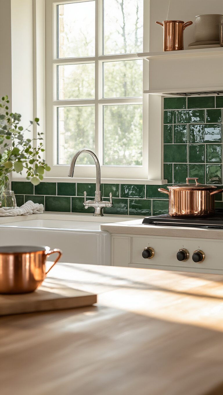 12. Sleek Glass Tiles for a Modern Farmhouse Flair